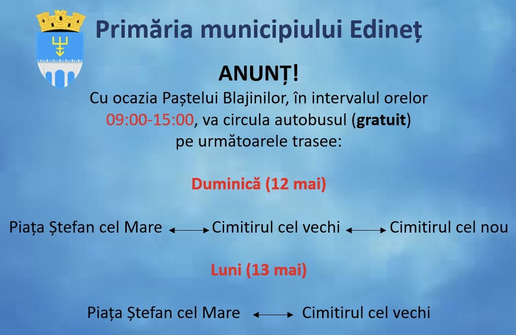 Autobus suplimentar gratuit – 12/13 mai, cu ocazia Paștelui Blajinilor!